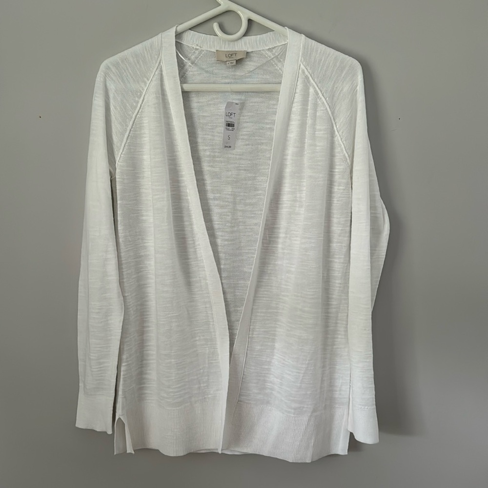 🆕 LOFT Outlet - Lightweight Open Cardigan - White - size small